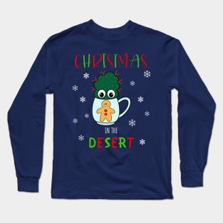 Christmas In The Desert - Small Cactus With Red Spikes In Christmas Mug Long Sleeve T-Shirt